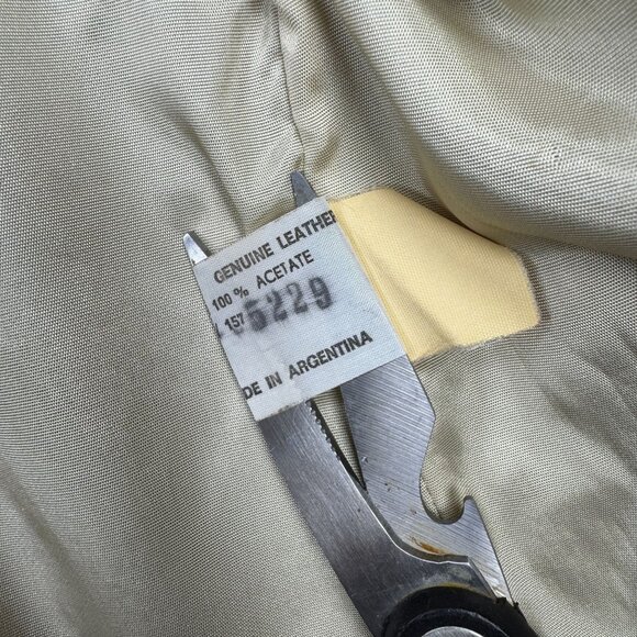 Vintage Suede Leather Jacket Open Front Western Tan Distressed Sz 12 Argentina - Picture 10 of 12